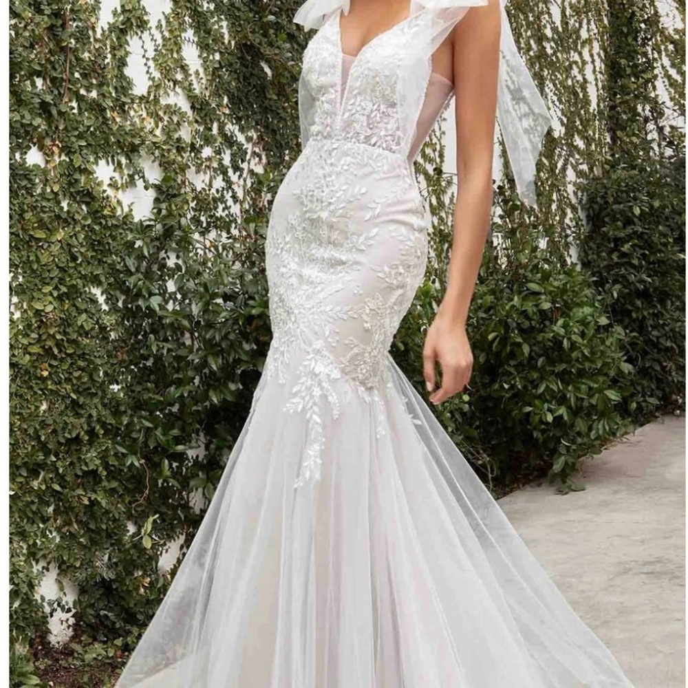 Elegant White Lace Appliqué Tulle Gown - Women Dresses - Picture 5 of 5